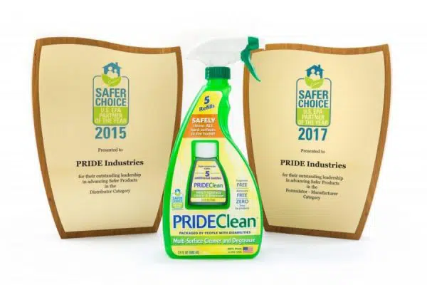 PRIDEClean® awards for being a recipient of the 2017 and 2015 EPA’s Safer Choice Partner of the Year