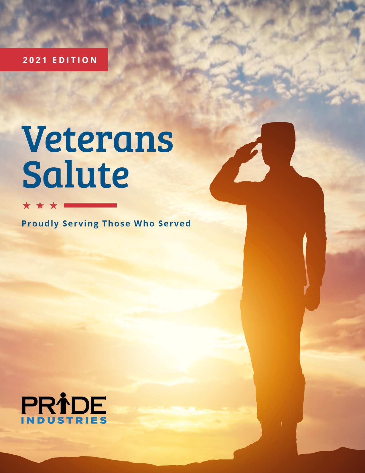 Photo of the cover of PRIDE Industries 2021 Veterans Salute publication