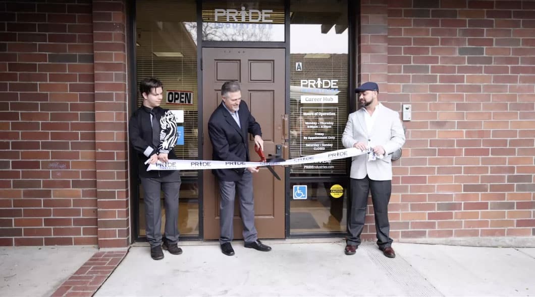 cutting ribbon