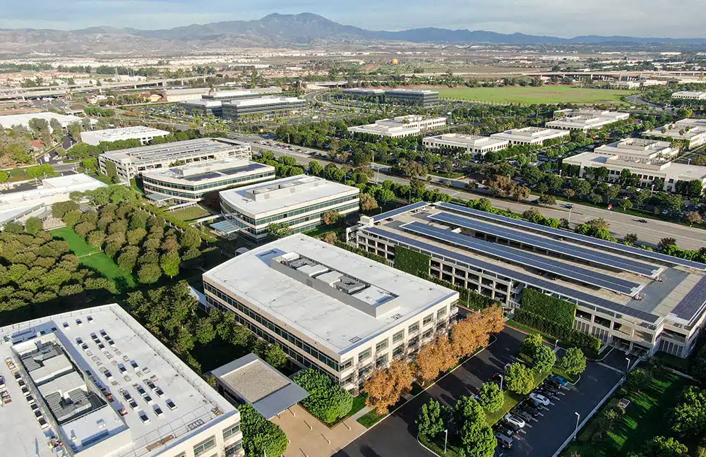 aerial view of commercial property in irvine california