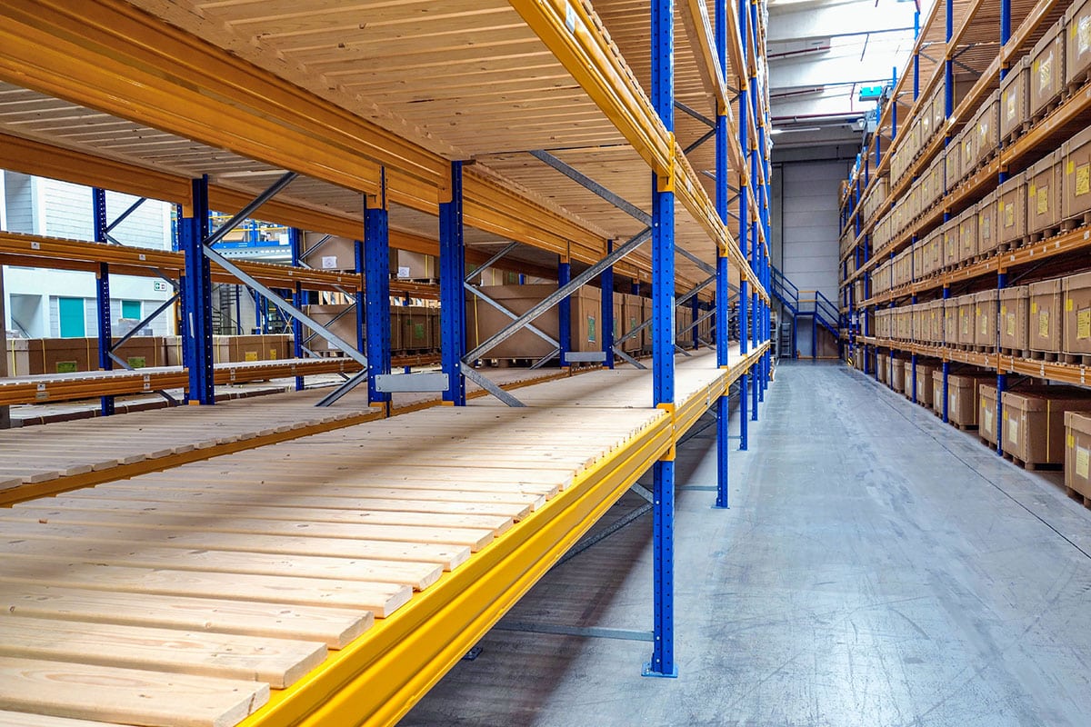 Photo of warehouse with empty shelves