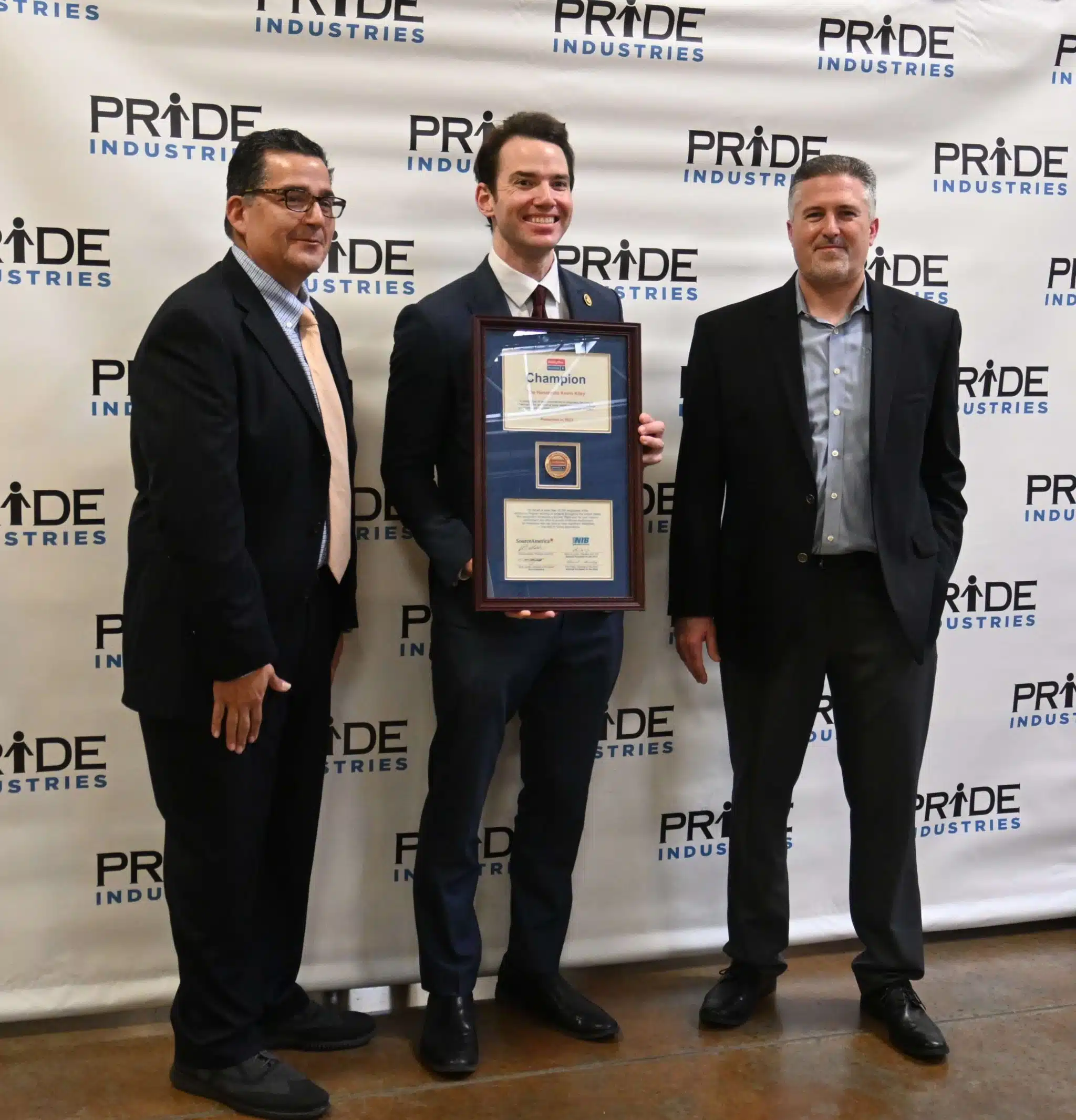Rick Terrazas, Vice President of Government Affairs at SourceAmerica, Congressman Kevin Kiley, Jeff Dern, CEO at PRIDE Industries