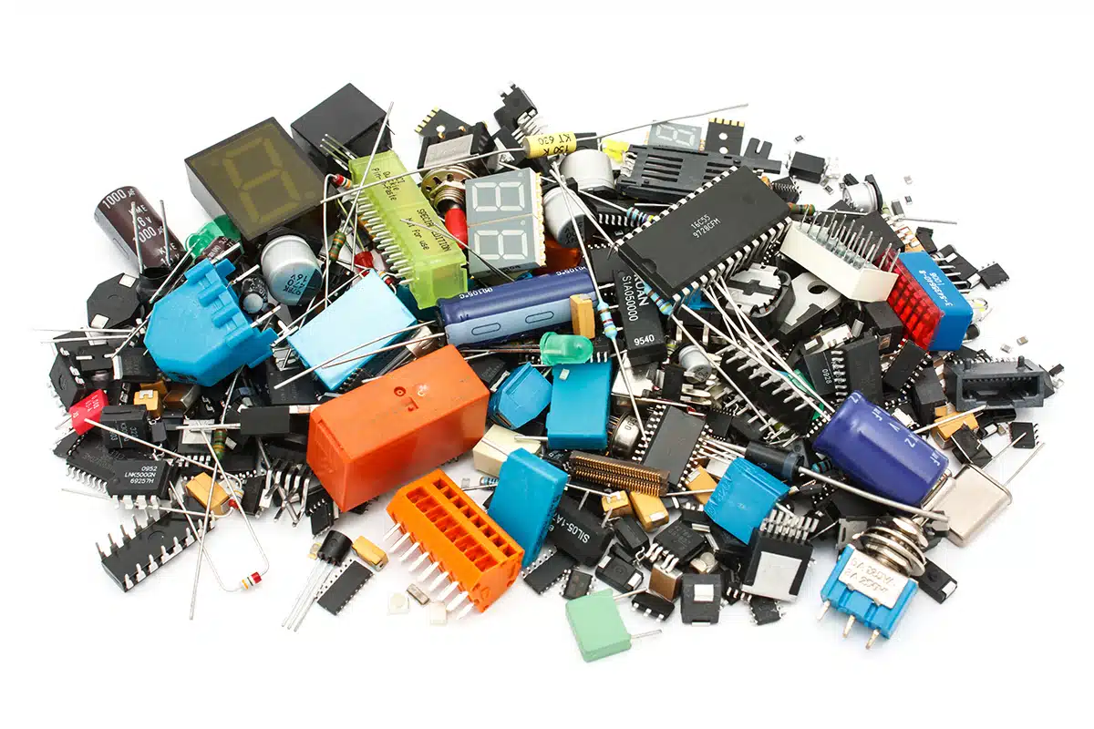 A heap of electronic components